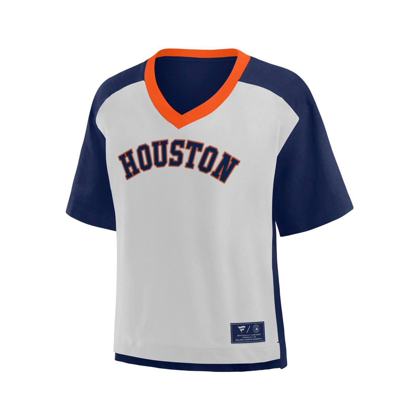 Женская футболка Fanatics Navy/Graphite Houston Astros Oversized Race to Win V-Neck — фото 2