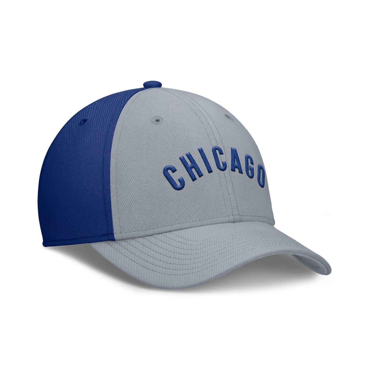 Мужская кепка Nike Gray/Royal Chicago Cubs Rise Swoosh Performance Flex Hat — фото 3