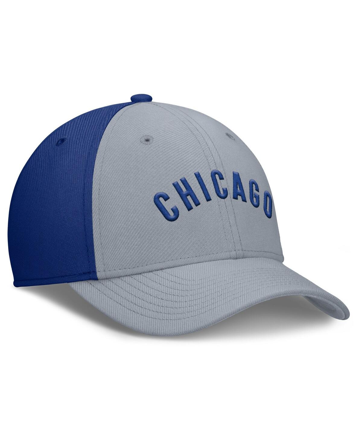 Nike Men's Gray/royal Chicago Cubs Rise Swoosh Performance Flex Hat