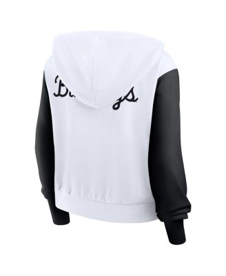 Women's White Georgia Bulldogs Cropped Beyond Capability Color-Block Script Full-Zip Hoodie