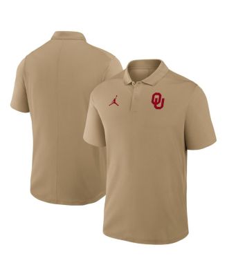 Jordan - Men's Tan Oklahoma Sooners Primetime Victory Primary Logo Performance Polo Shirt