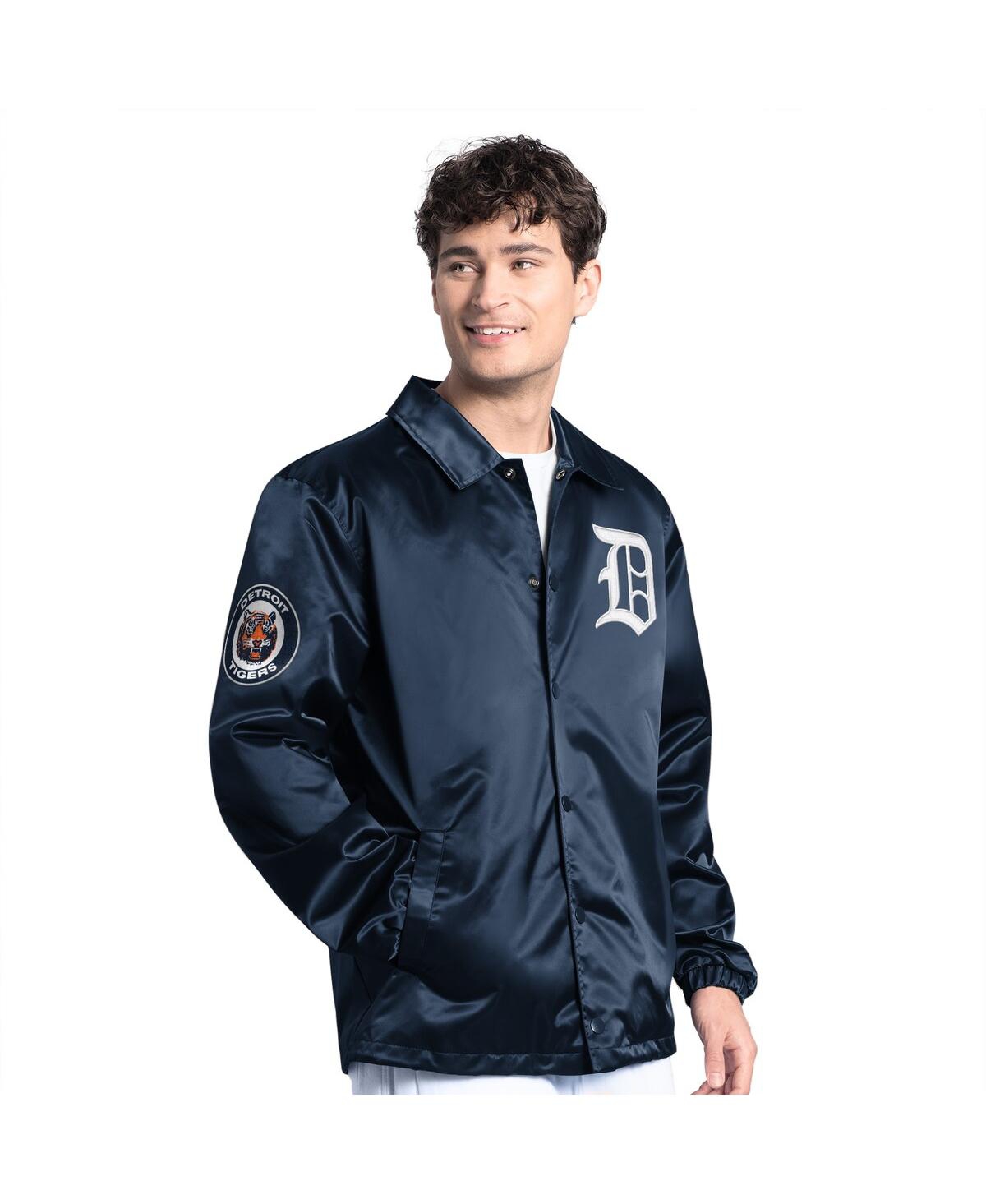 Men's Navy Detroit Tigers Cooperstown Collection Point Man Full-Snap Coaches Jacket - Navy