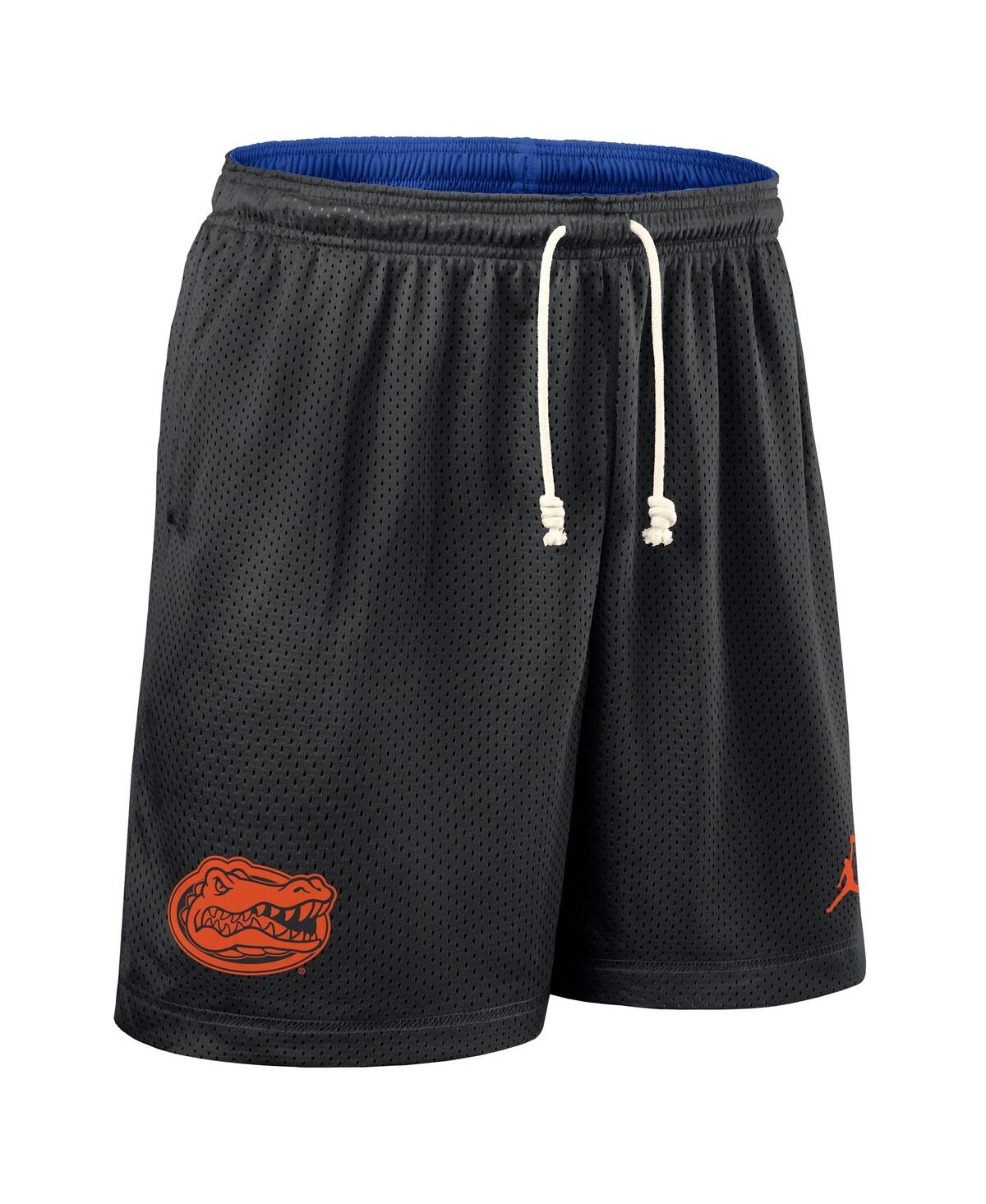 JORDAN MEN'S BLACK/ROYAL FLORIDA GATORS 2025 SIDELINE REVERSIBLE PERFORMANCE SHORTS 