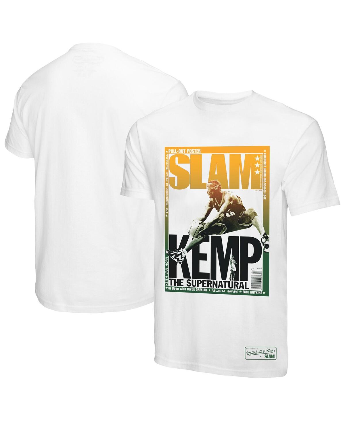Mitchell & Ness Men's Shawn Kemp White Seattle Supersonics Slam Gradient T-shirt In White
