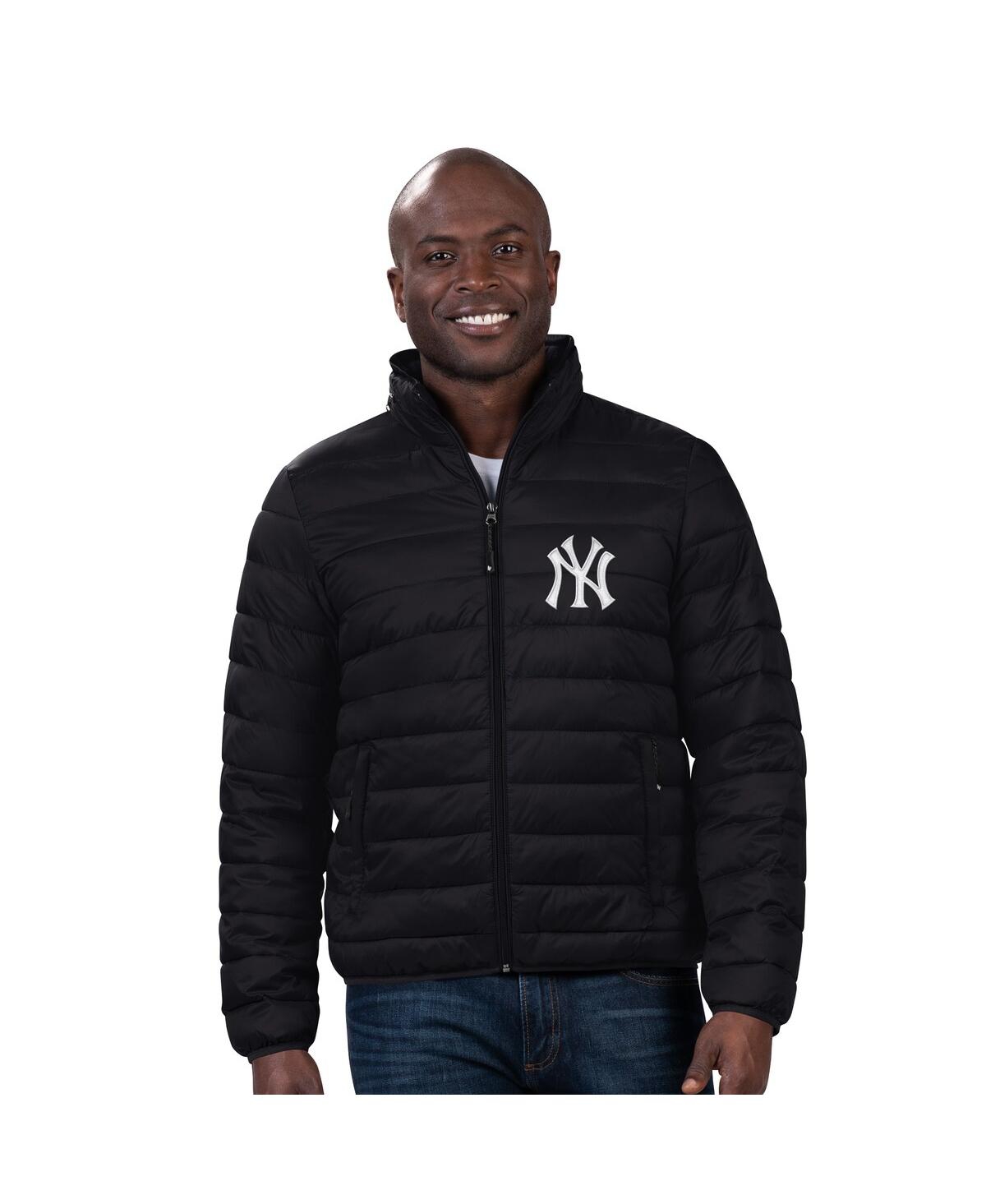 Men's Black New York Yankees Packable Neck Pillow Full-Zip Puffer Jacket - Black