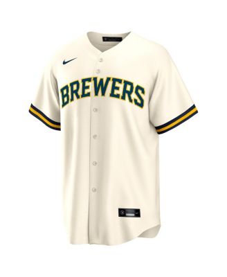 Men's&nbsp;White Milwaukee Brewers 1 Groom Home Replica Jersey