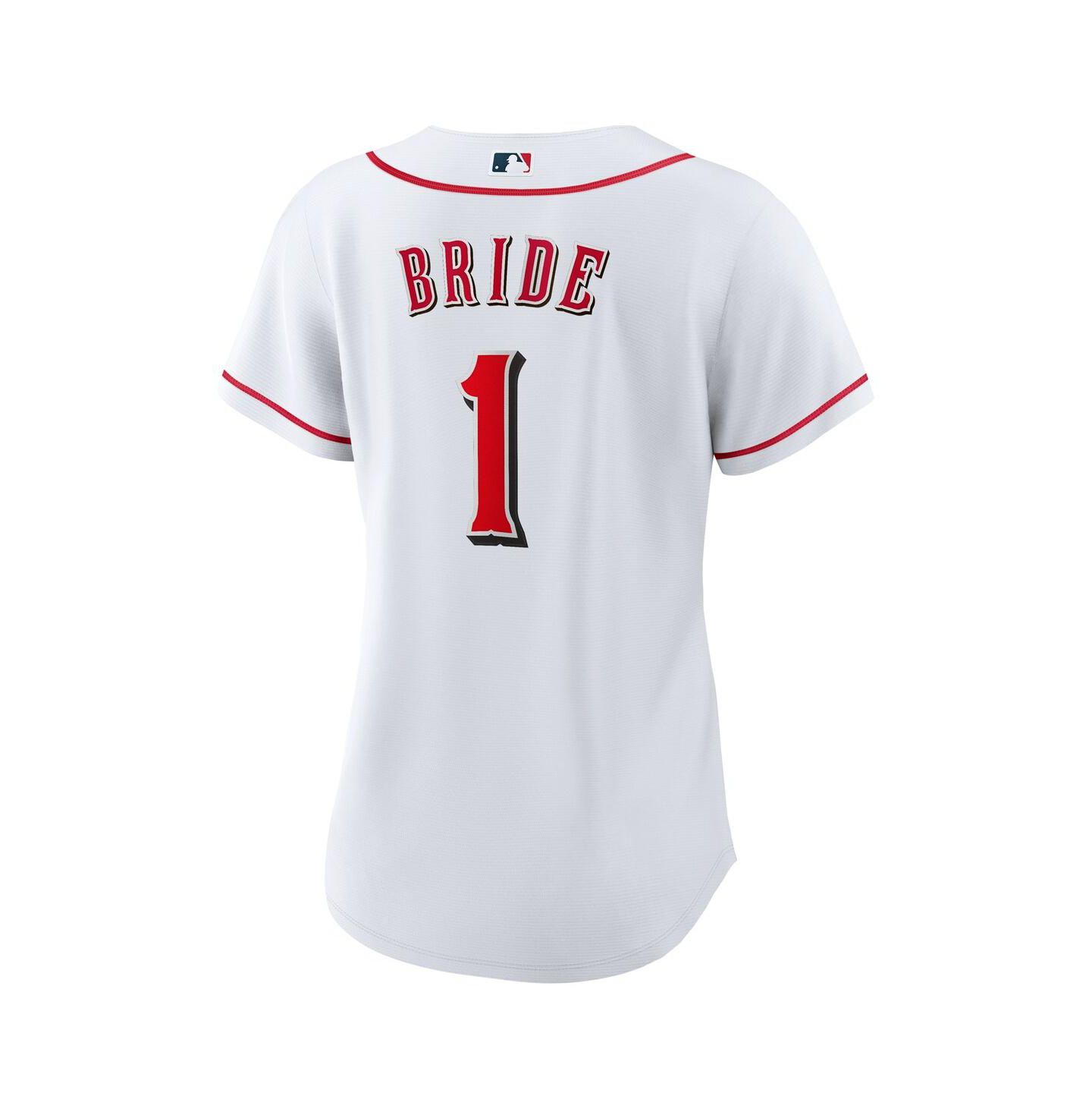 Женский топ Nike White Cincinnati Reds 1 Bride Home Replica Jersey — фото 3
