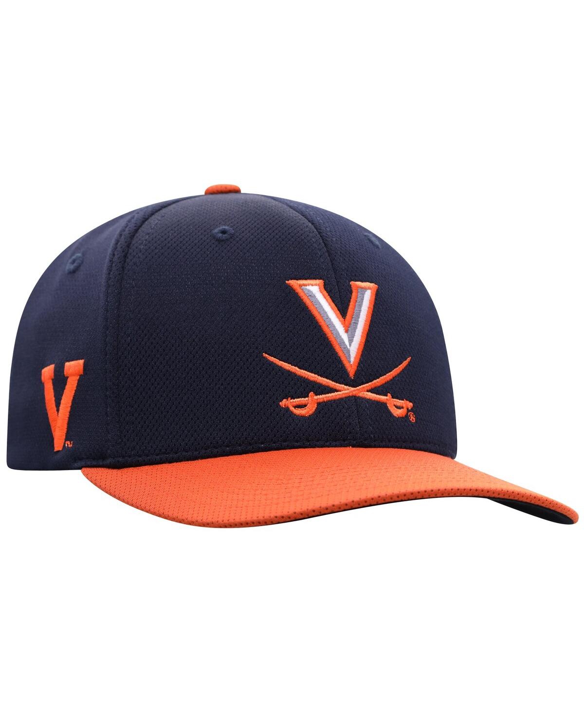 Top Of The World Men's True Navy/orange Virginia Cavaliers Reflex Two-tone Flex Hat