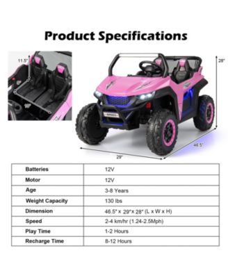 12V 2-Seater Kids Ride on UTV with Slow Start Function and Music Player