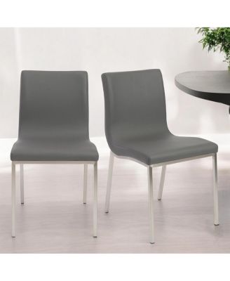 Upholstered Leather Dining Chairs Set of 2 with Supportive Backrest for Dining Room