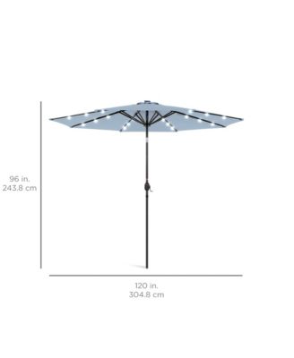 10ft Solar LED Lighted Patio Umbrella w/ Tilt Adjustment, UV-Resistant Fabric