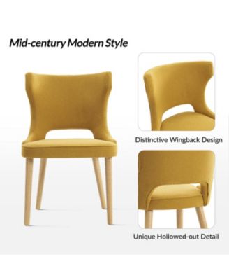 Rita Mid-Century Modern WaterProof Hollow Design Dining Chair with Wingback,Set of 2
