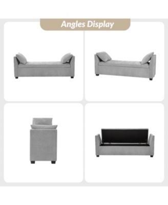 Bruno Modern Storage Bench with Rubber Wood Legs