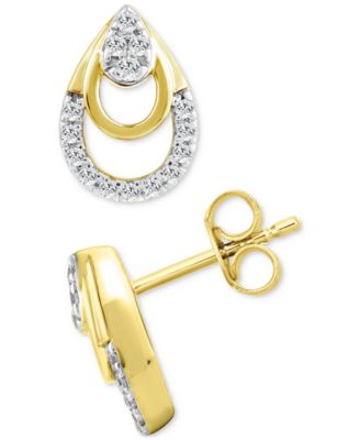 Diamond Triple Pear Openwork Earrings (1/8 ct. t.w.) in 14k Gold