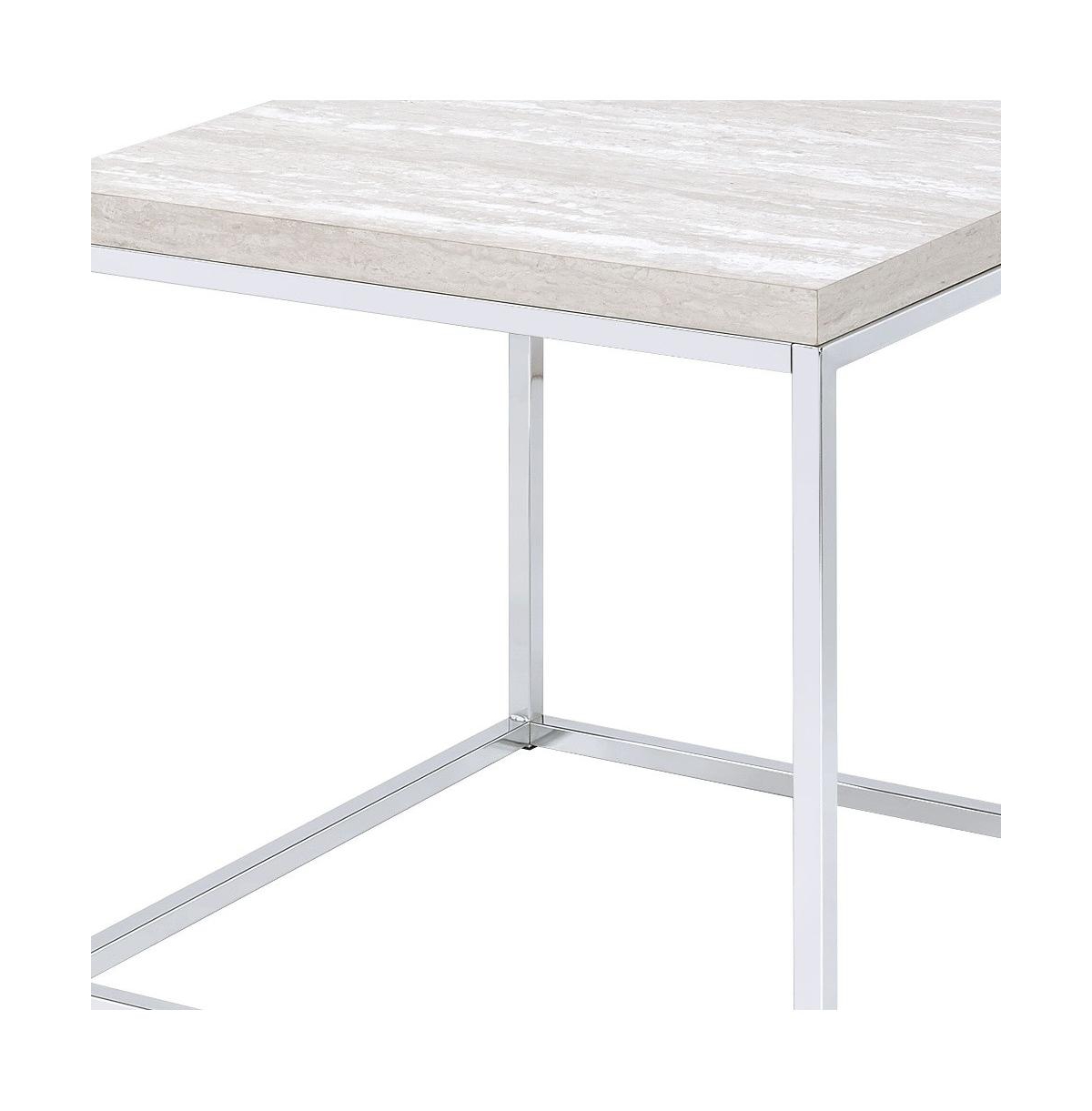 Industrial Square End Table with Wood Top and Metal Frame