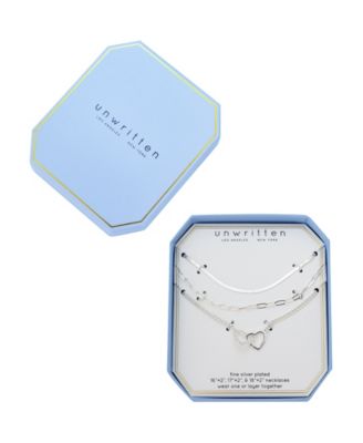 Cubic Zirconia Interlocking Heart Layered Necklace Set