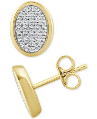 Diamond Oval Bezel Cluster Stud Earrings (1/5 ct. t.w.) in 14k Gold