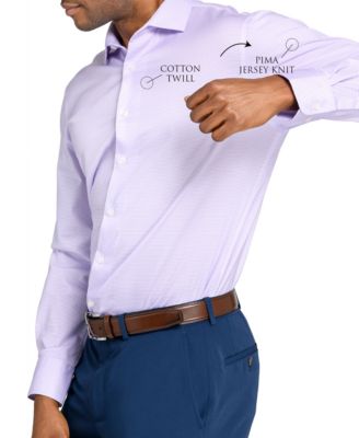 Men's Houndstooth Hybrid Slim Fit Easy Care Long Sleeve Shirt