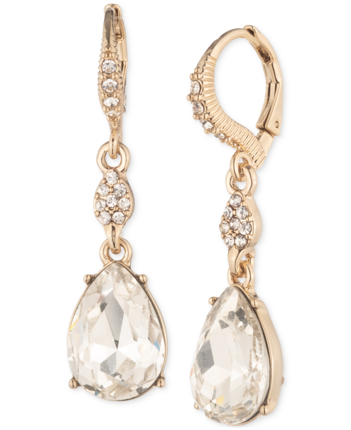 Givenchy Pave & Pear-shape Crystal Double Drop Earrings
