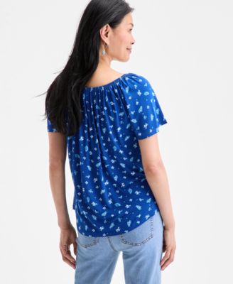 Women's Printed Scoop-Neck Top, Exclusively at Macy's