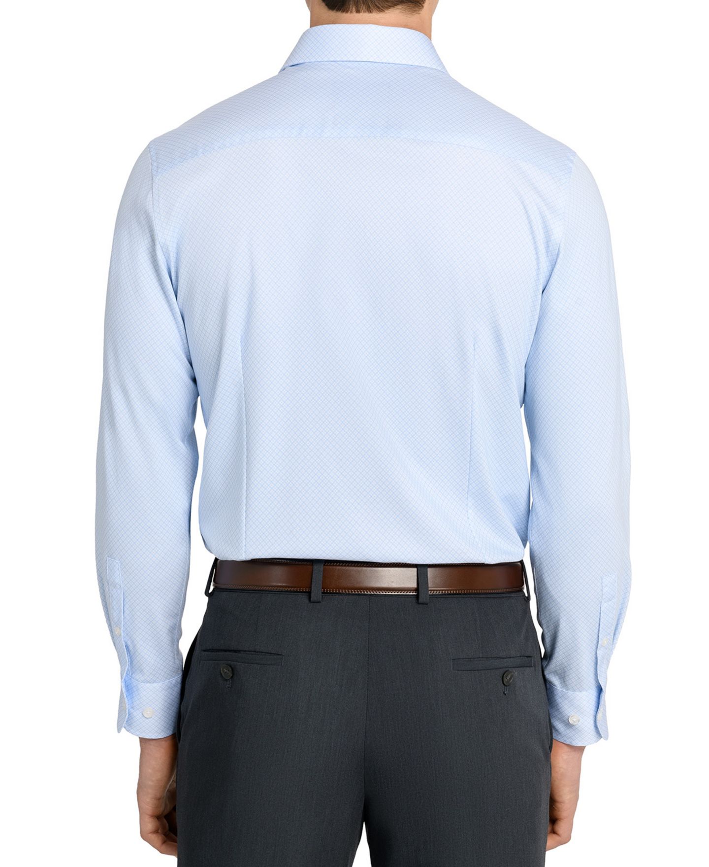Мужская рубашка MICHELSONS OF LONDON Geometric Hybrid Slim Fit Easy Care Long Sleeve, цвет: Светлый синий серый — фото 2