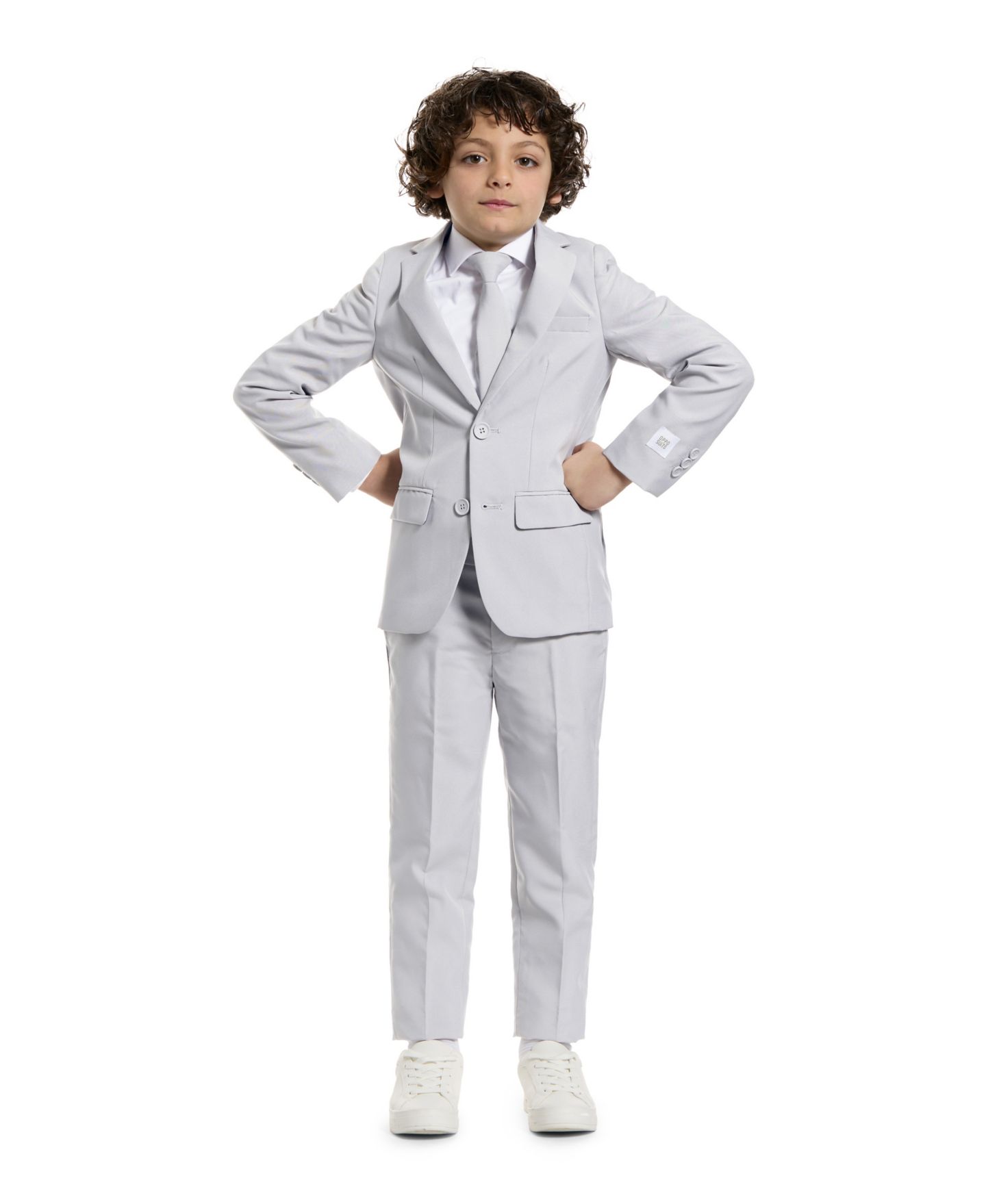 Пиджак OppoSuits Groovy Grey Slim Fit Solid Suit Including Blazer, Pants and Clip-On-Tie для мальчиков — фото 2