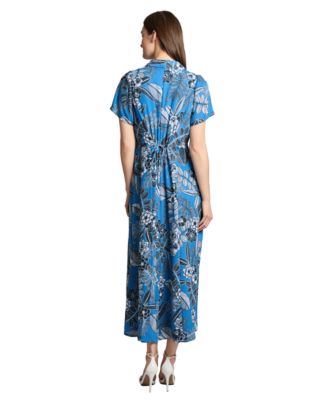 Women's Printed Collared Button-Front Dress