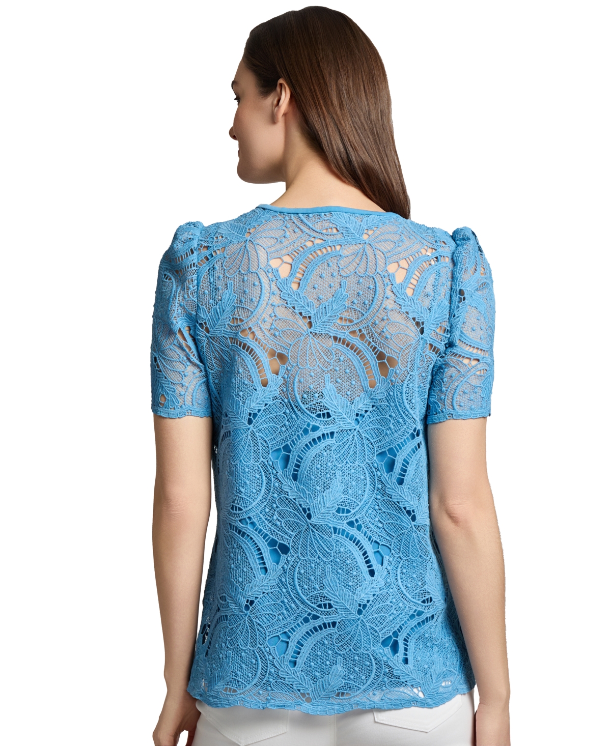 Jones New York Open Stitch Knit Button-up Shirt In Blue