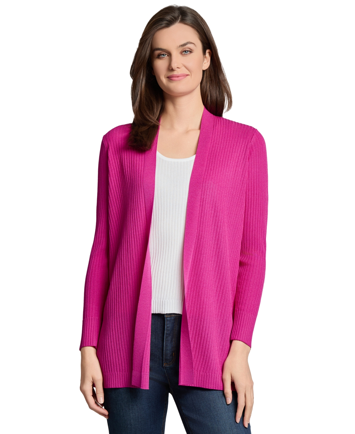 Women's Long-Sleeve Side-Slit Cardigan Sweater - Fudge