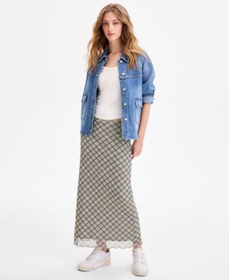 Juniors' Oversized Denim Shirt Jacket 