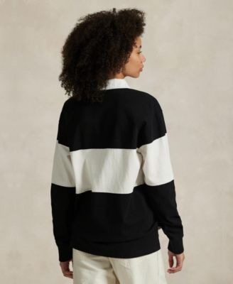 売れ筋商品|||ラルフローレン カットソー トップス レディース Women's Color-Blocked Cotton Jersey Rugby Shirt Polo Black/Deckwash White Polo Ralph Lauren Women's Color-Blocked Cotton Jersey Rugby