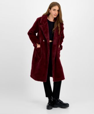 Juniors' Faux-Fur Double-Breasted Coat, Created for Macy's