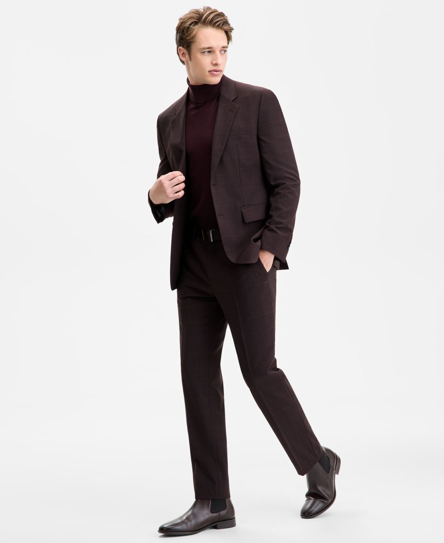 Men's Modern-Fit Plaid Suit Pants