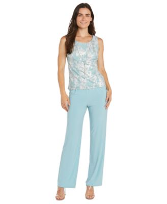 Women's 3-Pc. Metallic Jacquard Jacket, Tank Top & Pant Set