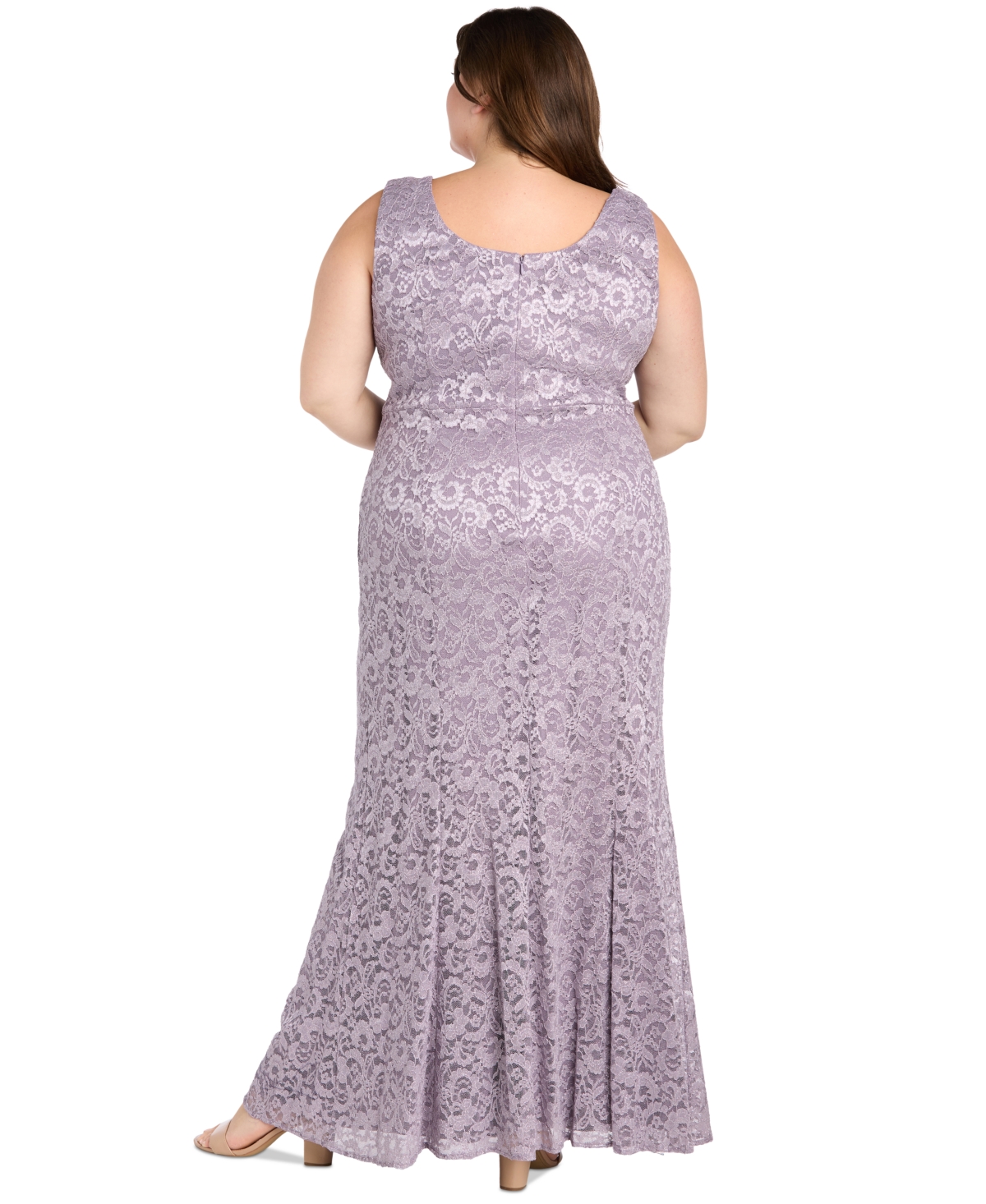 R & M Richards Plus Size Metallic Lace Jacket And Dress In Purple