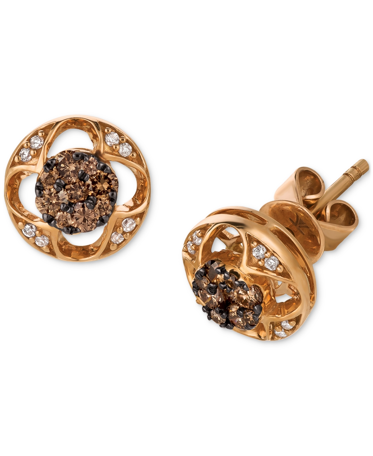 Le Vian Chocolatier Chocolate Diamond & Vanilla Diamond Stud Earrings (1/3 Ct. T.w.) In 14k Rose Gold