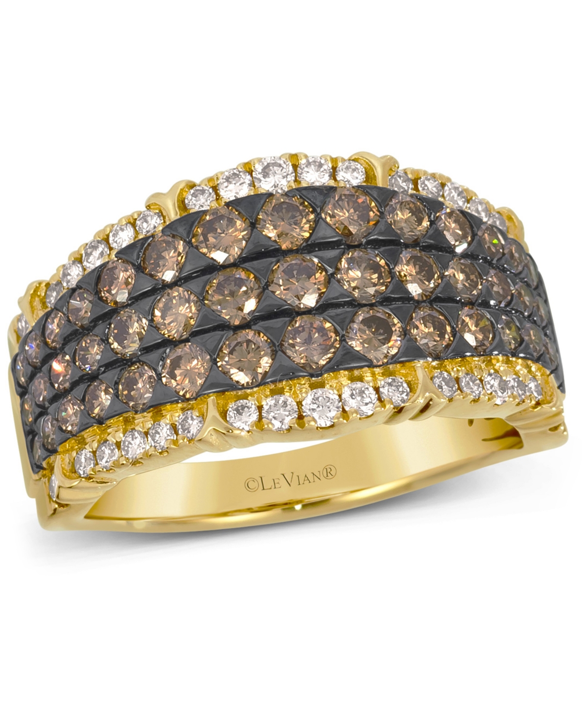 Chocolate Diamond & Nude Diamond Multirow Ring (1-5/8 ct. t.w.) in 14k Gold - Yellow Gold