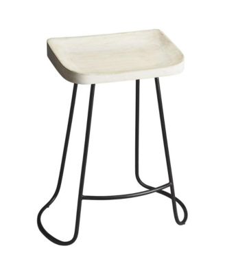 Wood and Iron Backless Counter Height Bar Chair