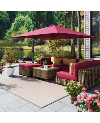 10ft Suqare 360 Degree Rotation Cantilever Umbrella w/ Weight Base Included