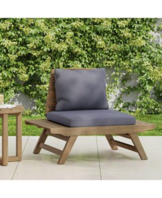 Sedona Outdoor Acacia Wood Club Chairs with Dark Gray Removable Cushions, Wood Outdoor Patio Lounge Chairs