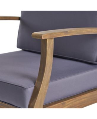 Acacia Wood Outdoor Patio Lounge Club Chair for Patio Garden with Dark Gray Cushions