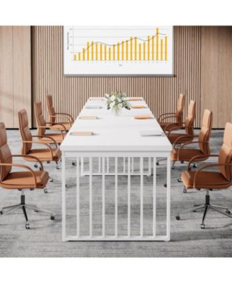 6.5 ft Conference Table with Metal Legs for 4-6, Long Meeting Table for Negotiation Training Seminar