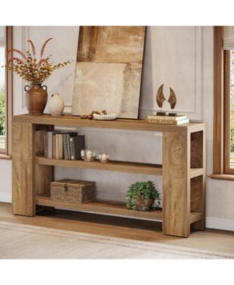 70.9-Inch Extra Long Console Table with Storage, Narrow Wooden Sofa Table Behind The Couch, Farmhouse 3-Tier Entry Foyer Table
