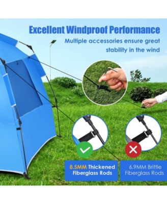 3-4 Person Easy Pop Up Beach Tent UPF 50+ Portable Sun Shelter