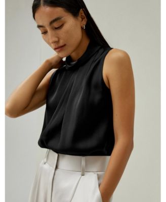 Women's Asymmetrical Sleeveless Cowl Neck Top