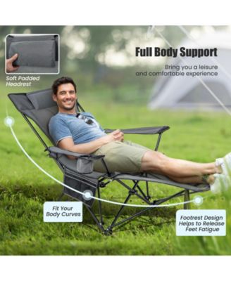 Camping Lounge Chair with Detachable Footrest Adjustable Backrest