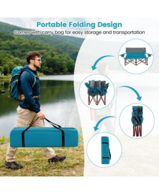 3 Person Folding Camping Chair with 2 Cup Holders Cotton Padding & Storage Bag
