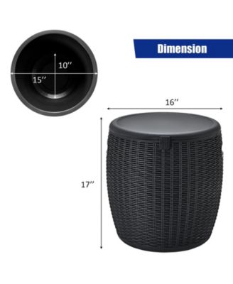 9.5 Gallon 4-in-1 Patio Rattan Cool Bar Cocktail Table Side Table