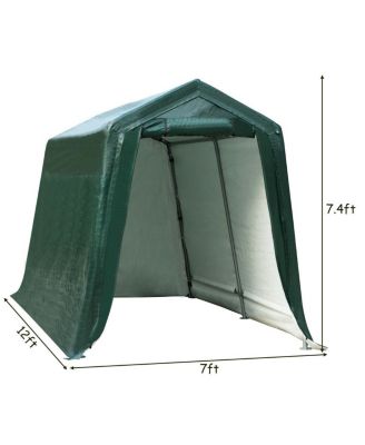 Outdoor Carport Shed with Sidewalls and Waterproof Ripstop Cover