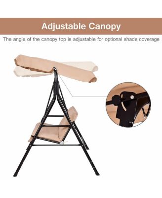 2 Person Weather Resistant Canopy Swing for Porch Garden Backyard Lawn